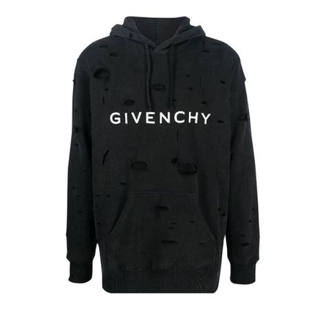 givenchy hoodie black red|Givenchy hoodie with holes.